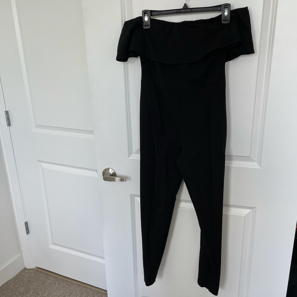 Off the shoulder black jumpsuit